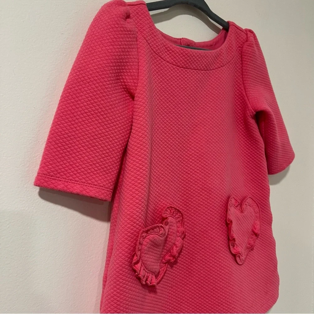 Janie and Jack The Quilted Heart Dress Bright Pink Size 2